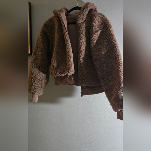 Fabletics Jackets & Blazers - Brown Teddy Bear Hooded Jacket